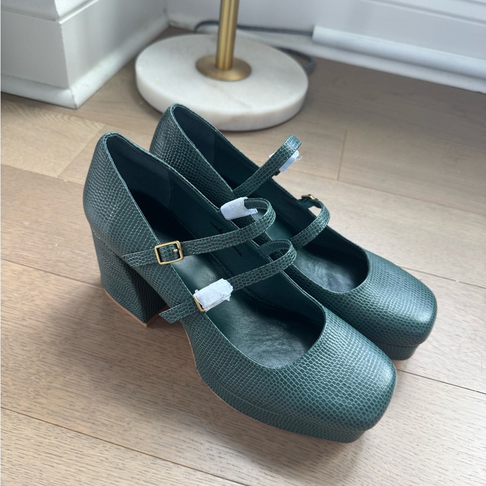Green Charlotte Stone Mary Jane Platforms-Size 11